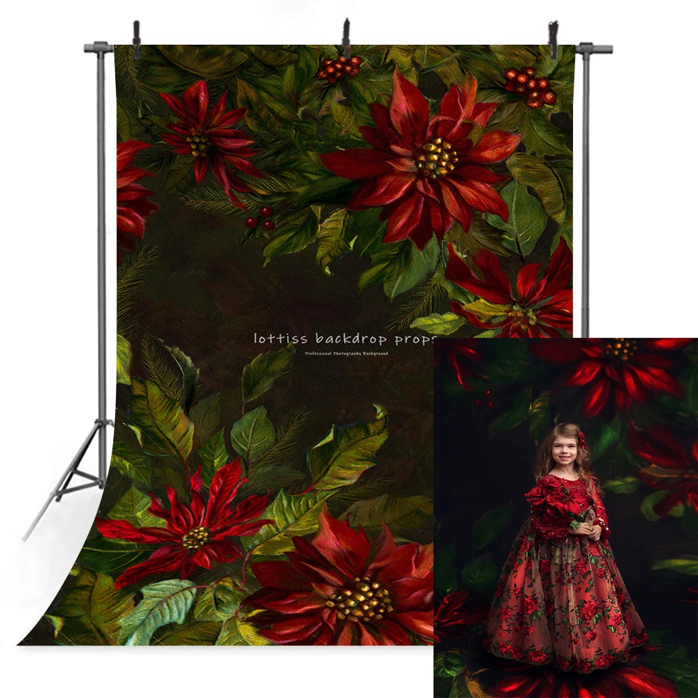 KMK - Deep Red Floral watercolour backdrop