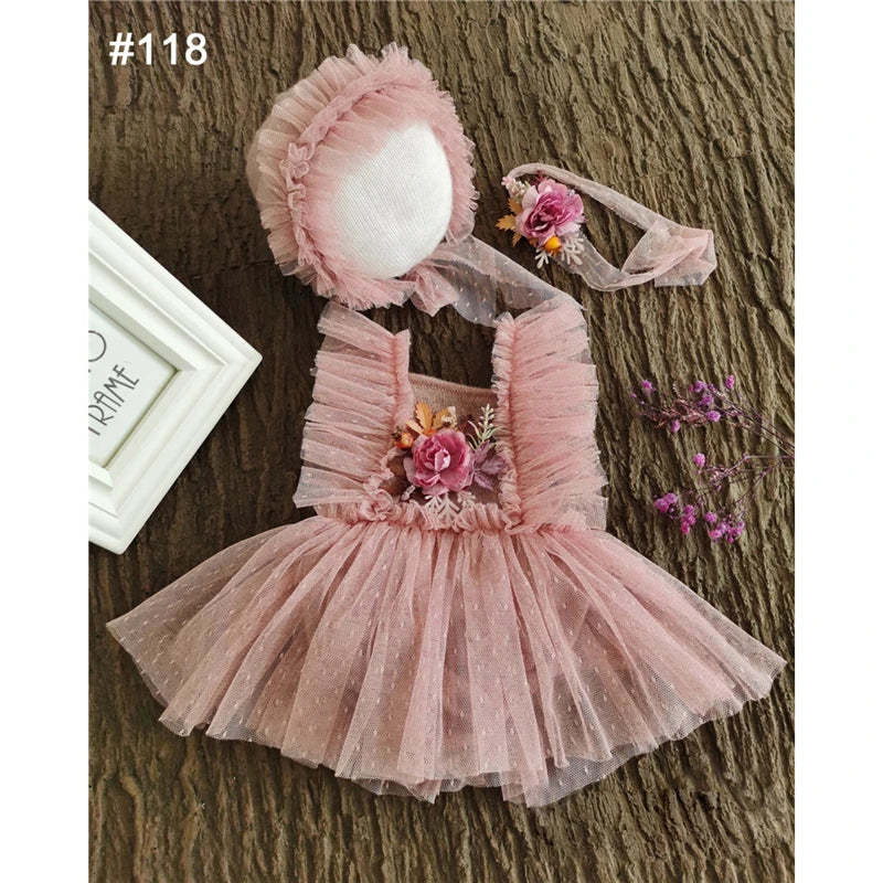 KMK - Dusty pink 3 piece newborn romper