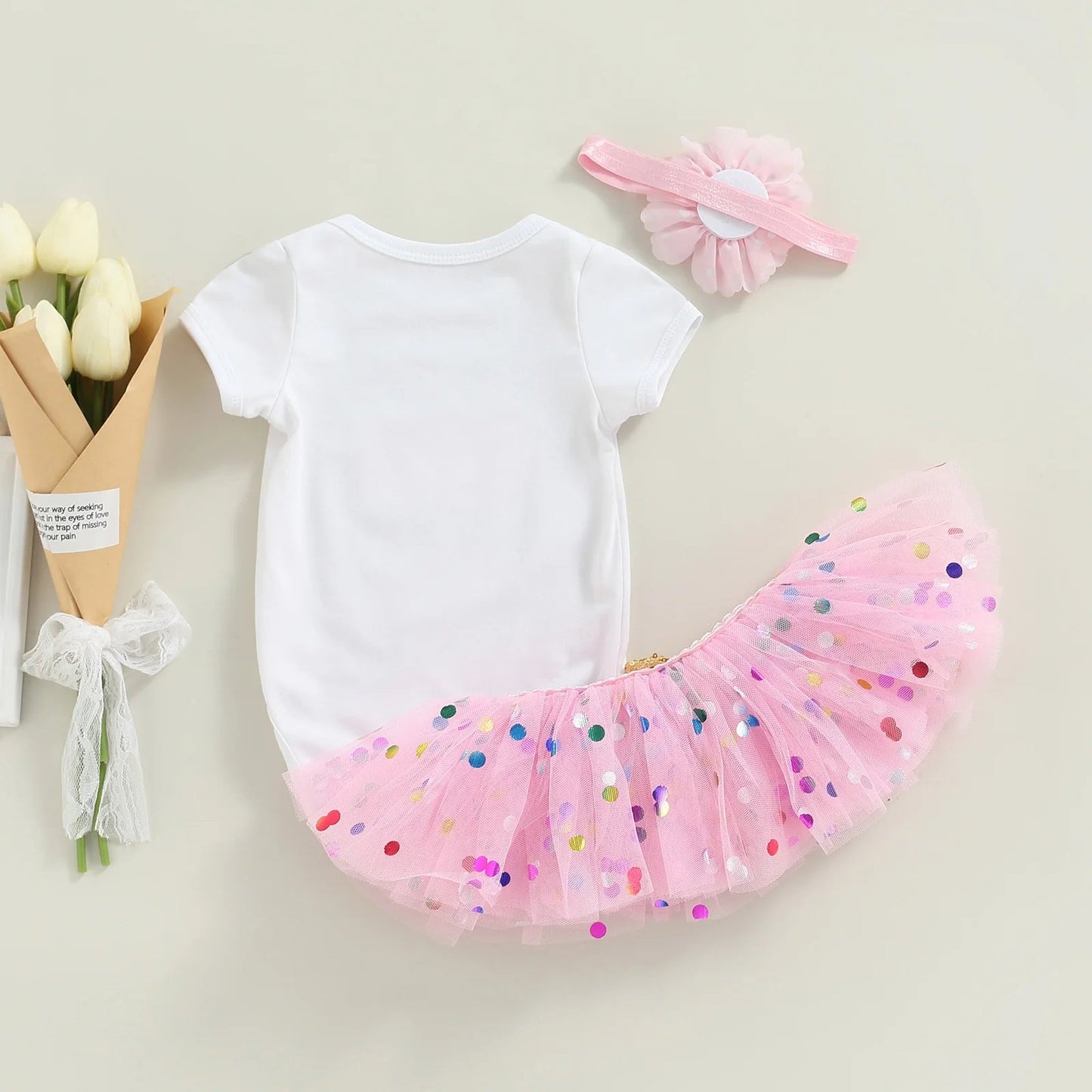 KMK - Easter 3 Piece Top + Lace Tutu Skirt + Headband