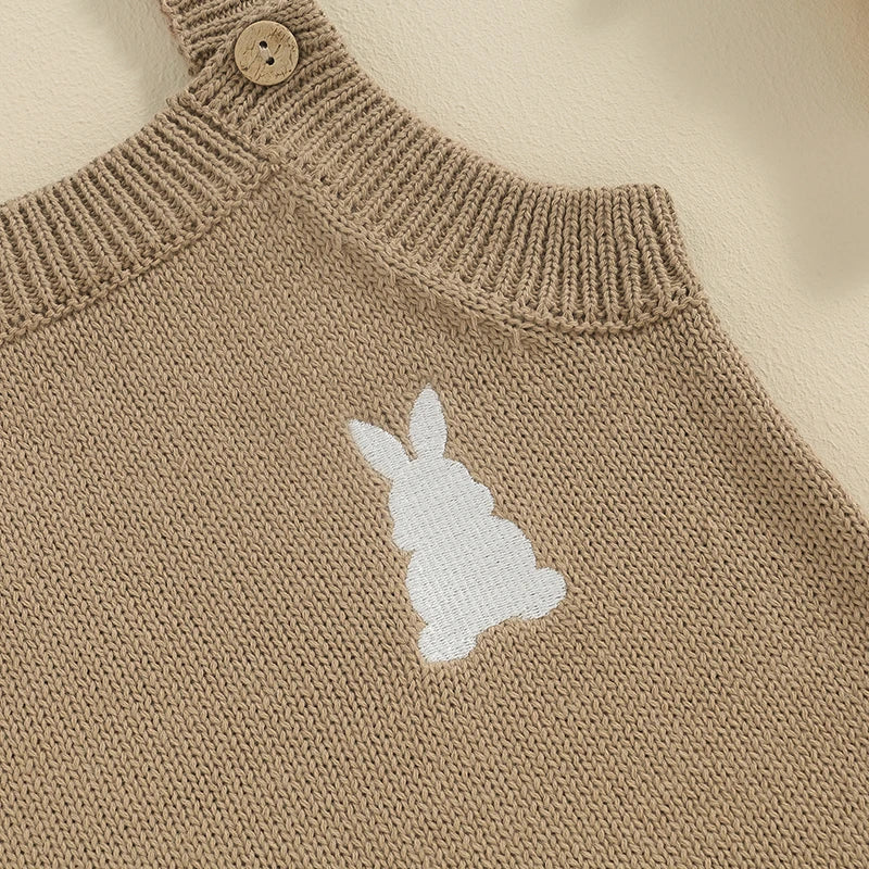 KMK - Easter Bunny Embroidery Knitted Romper