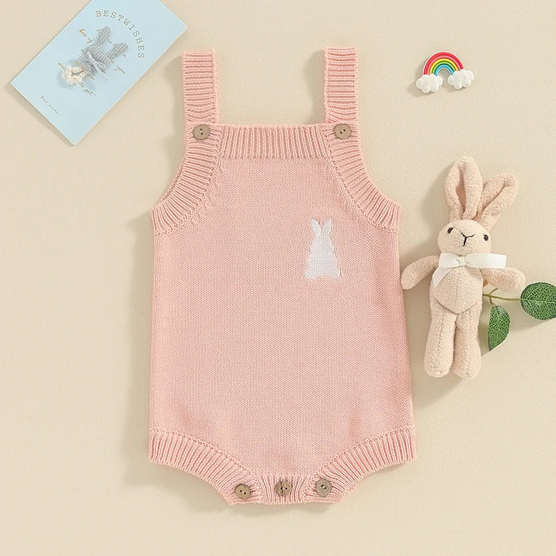 KMK - Easter Bunny Embroidery Knitted Romper