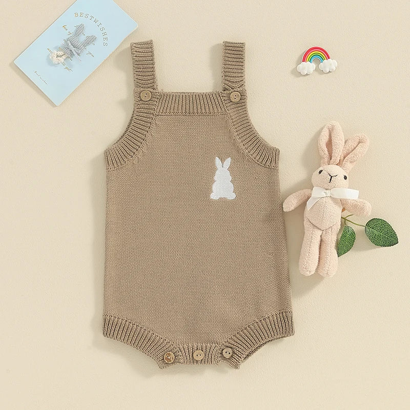 KMK - Easter Bunny Embroidery Knitted Romper