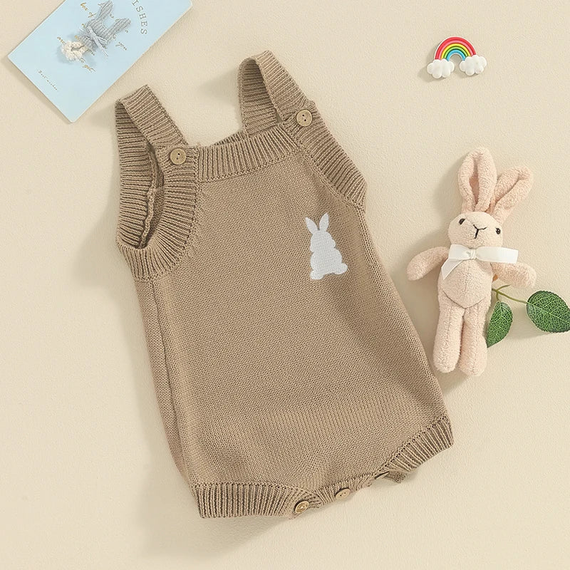 KMK - Easter Bunny Embroidery Knitted Romper