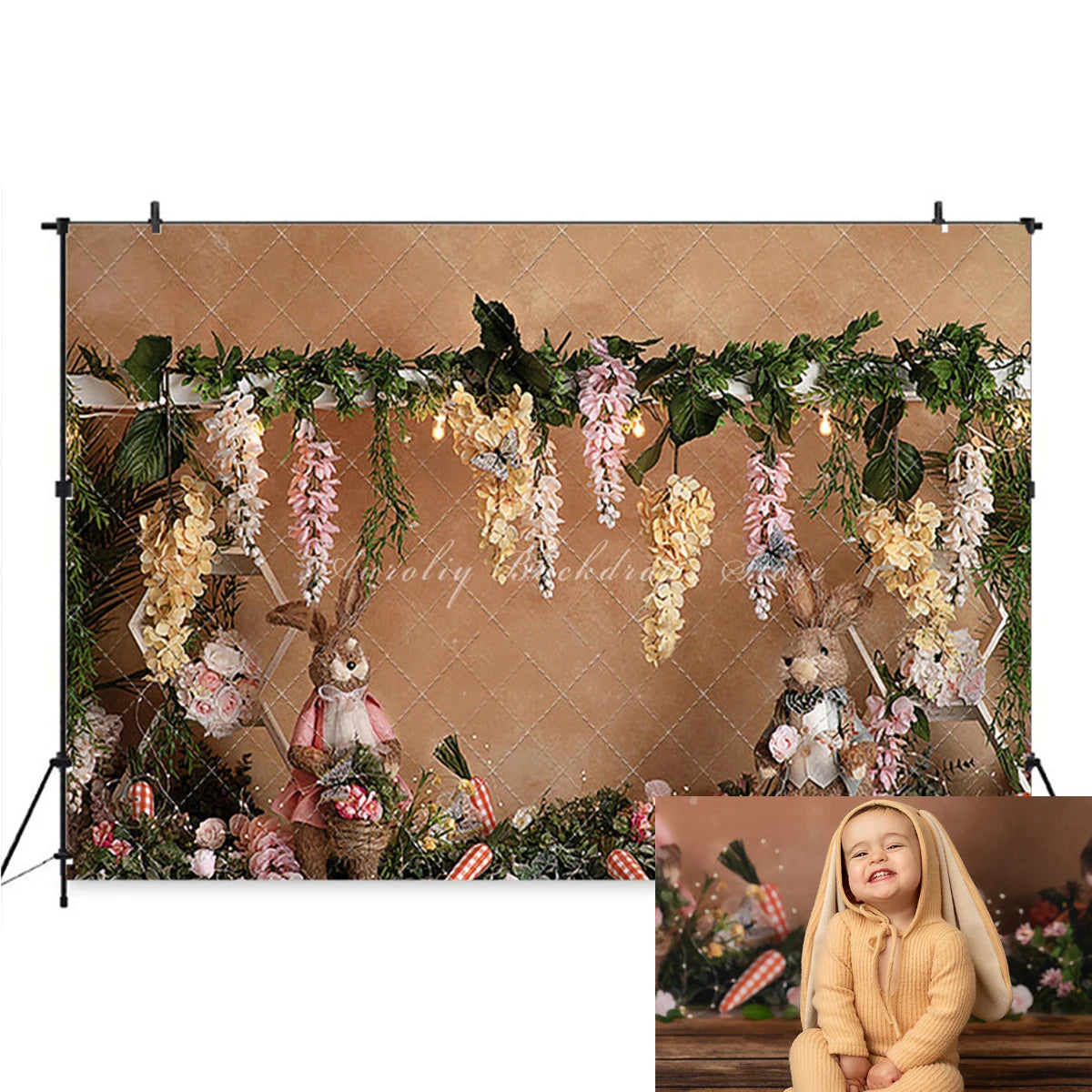 KMK - Easter Bunny Garden Backdrop