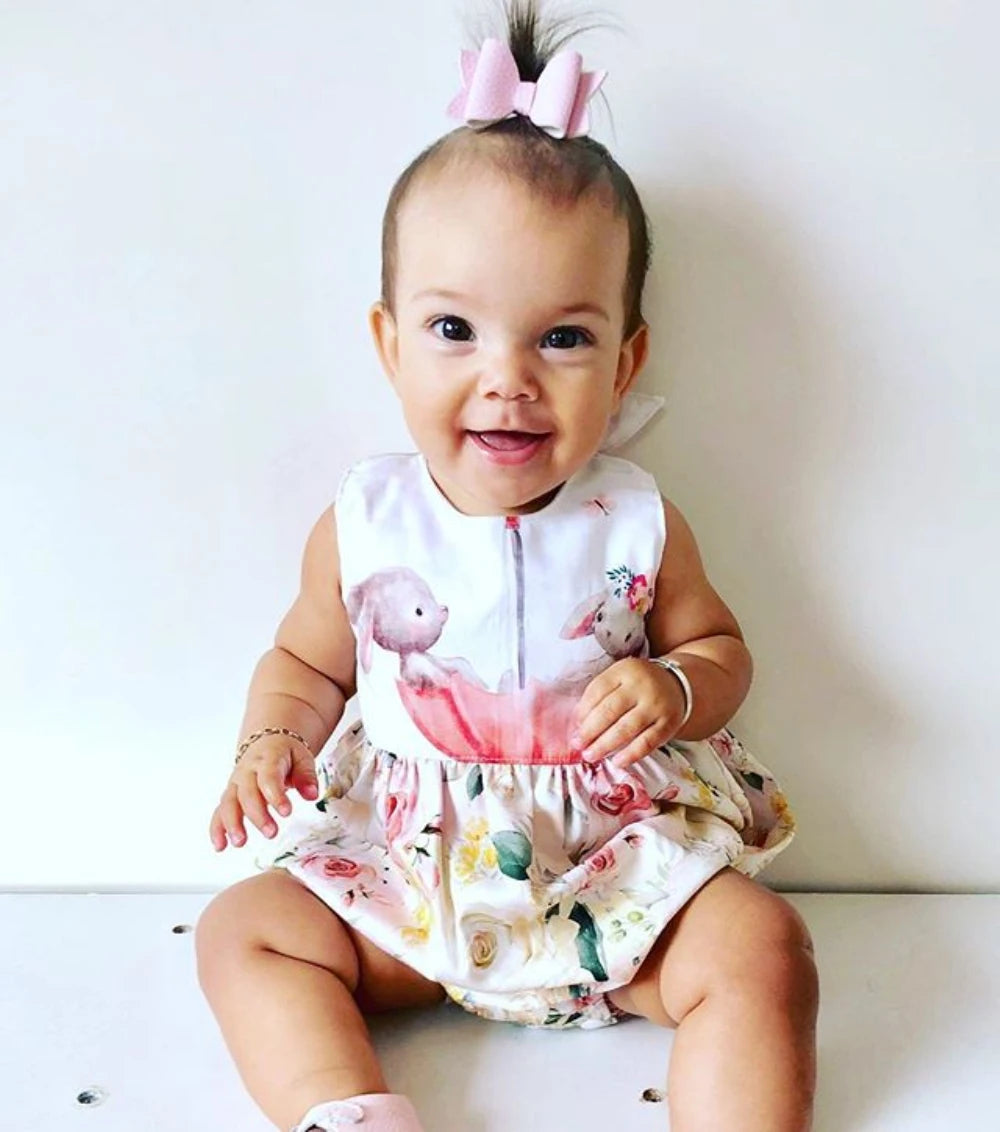 KMK Easter Bunny Matching Flower Romper or Dress