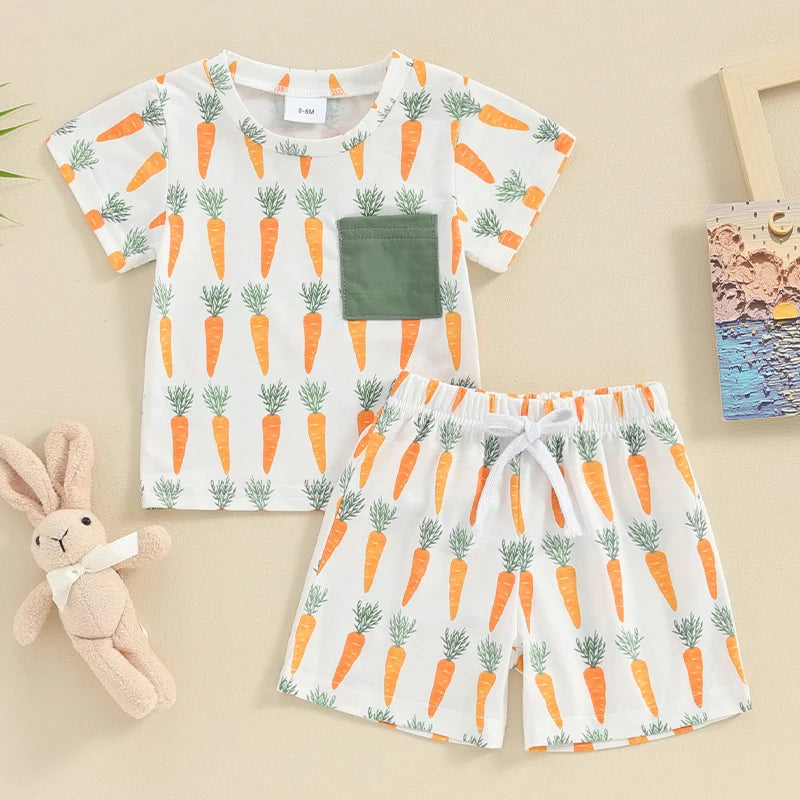 KMK - Easter Carrots Short Sleeve T-shirt + Shorts Set