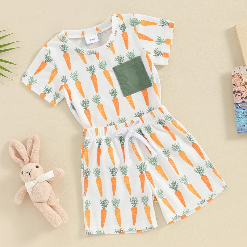 KMK - Easter Carrots Short Sleeve T-shirt + Shorts Set