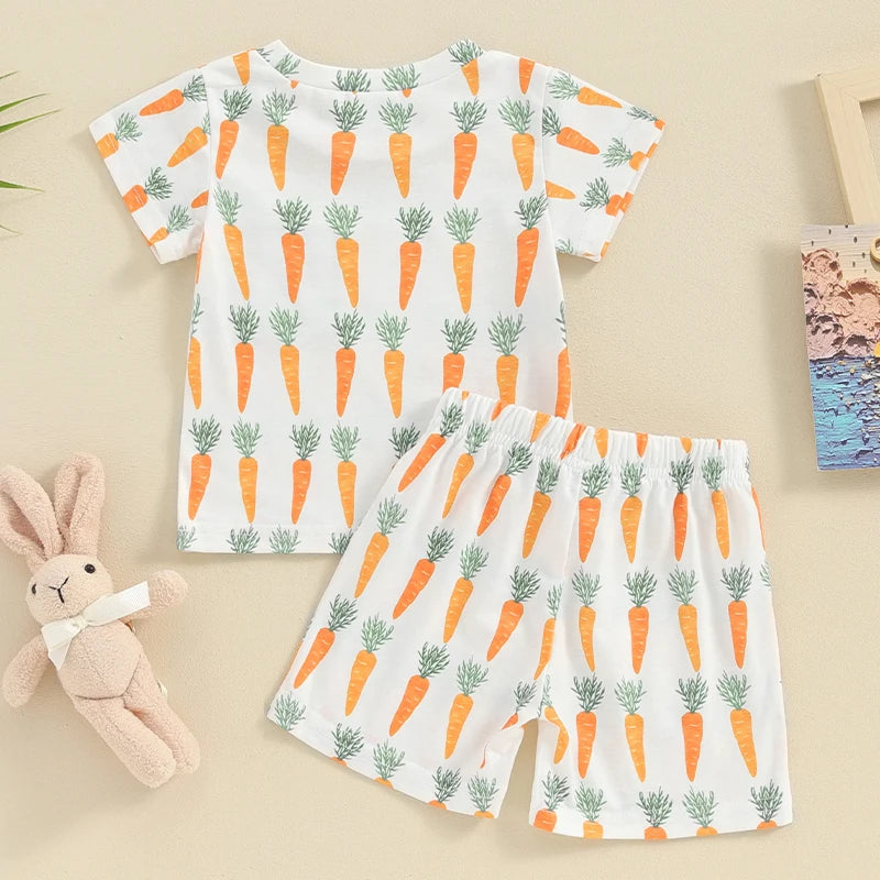 KMK - Easter Carrots Short Sleeve T-shirt + Shorts Set