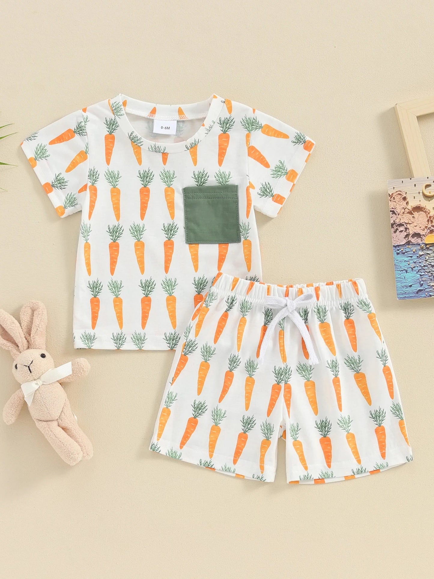 KMK - Easter Carrots Short Sleeve T-shirt + Shorts Set