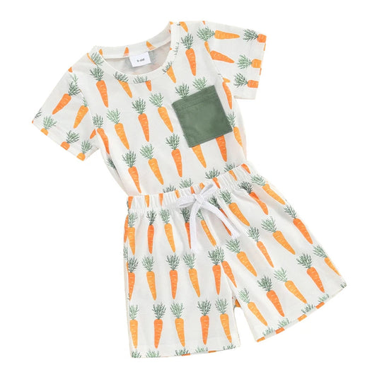 KMK - Easter Carrots Short Sleeve T-shirt + Shorts Set