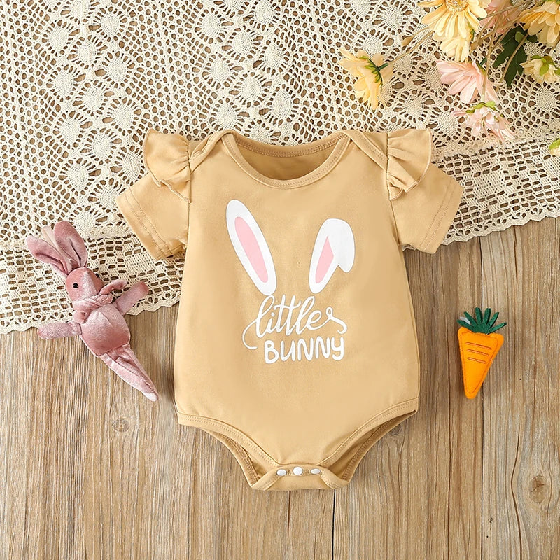 KMK - Easter Print Short Sleeve Romper with Bunny Pattern Shorts