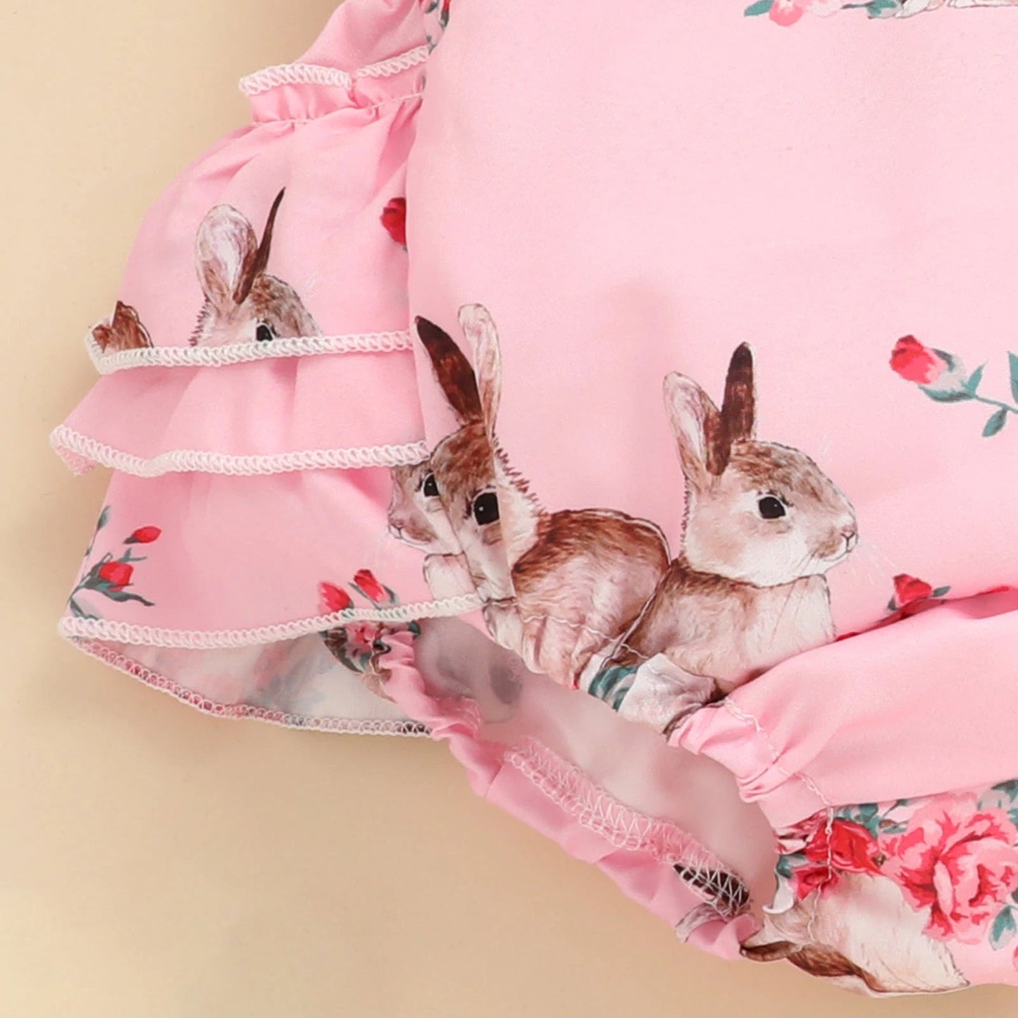 KMK - Easter Sleeveless Lace Rabbit Print Romper