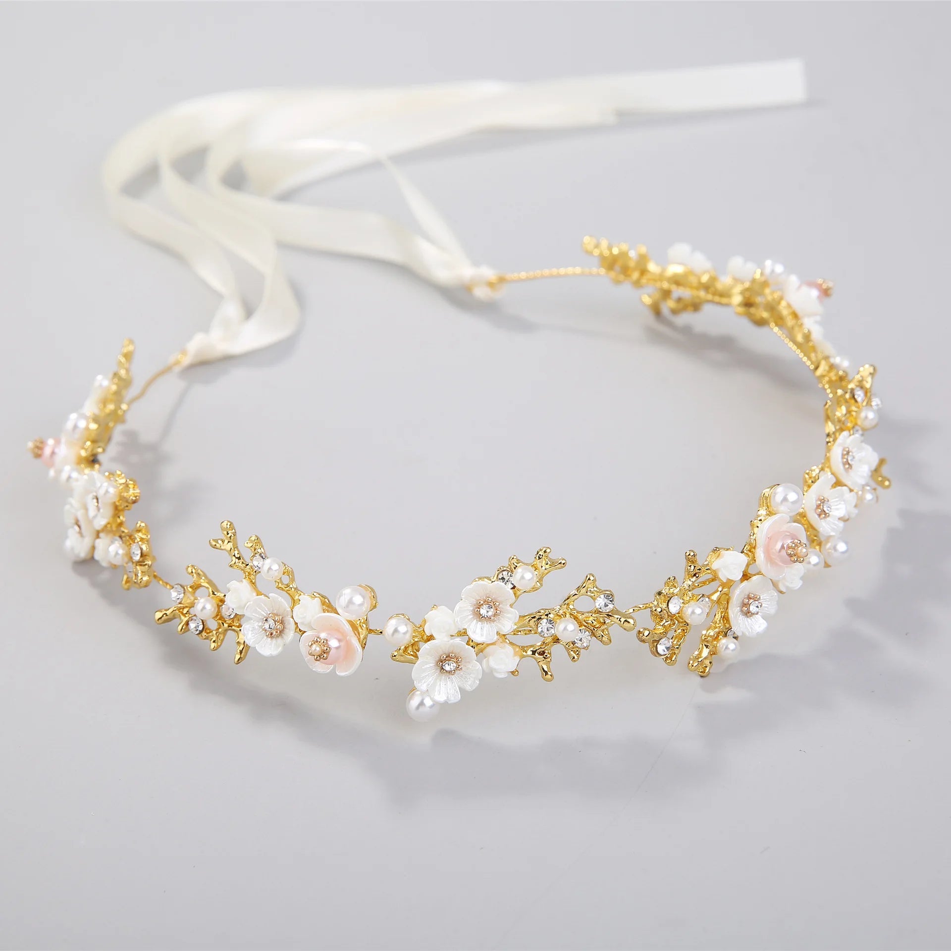 KMK - Elegant Flower Pearl Headband