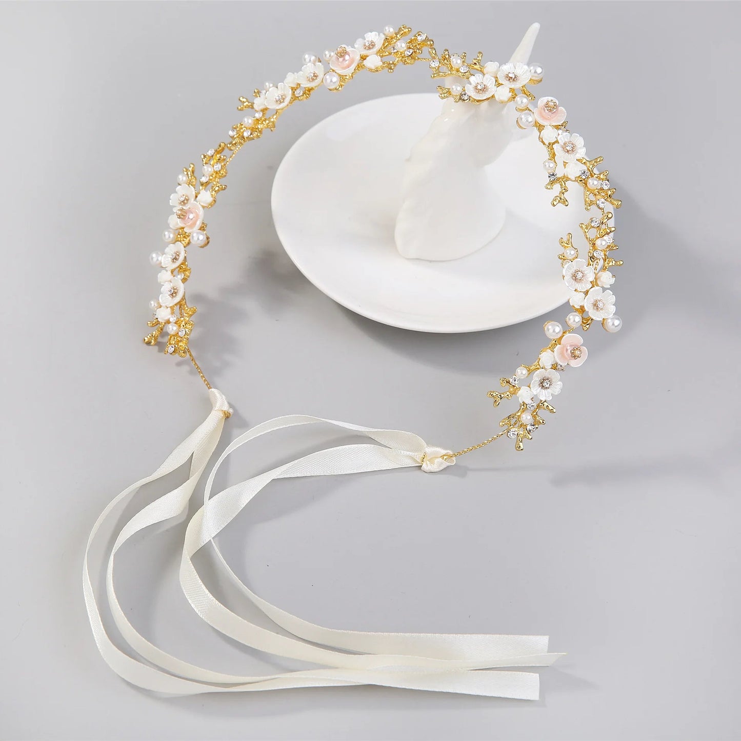 KMK - Elegant Flower Pearl Headband