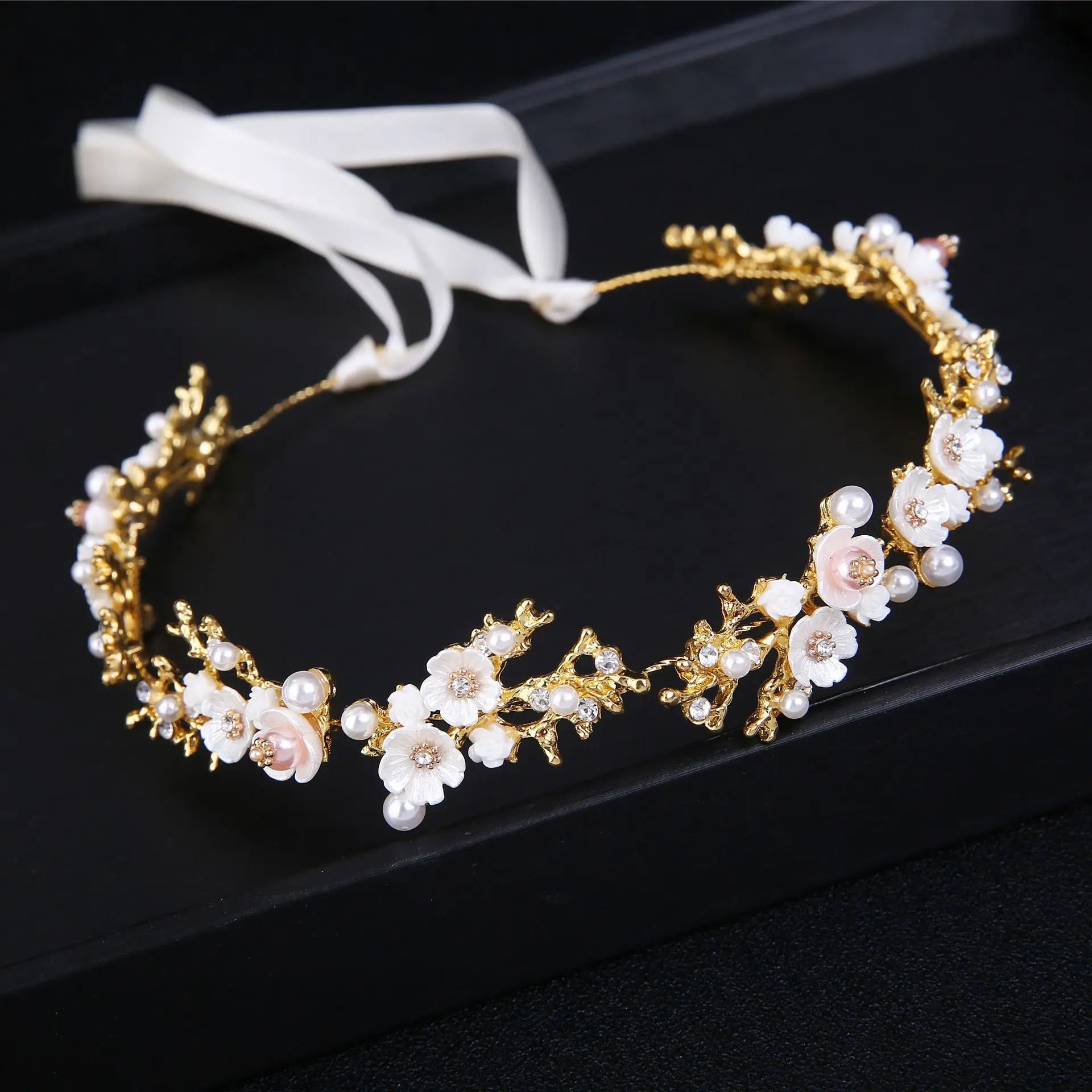 KMK - Elegant Flower Pearl Headband