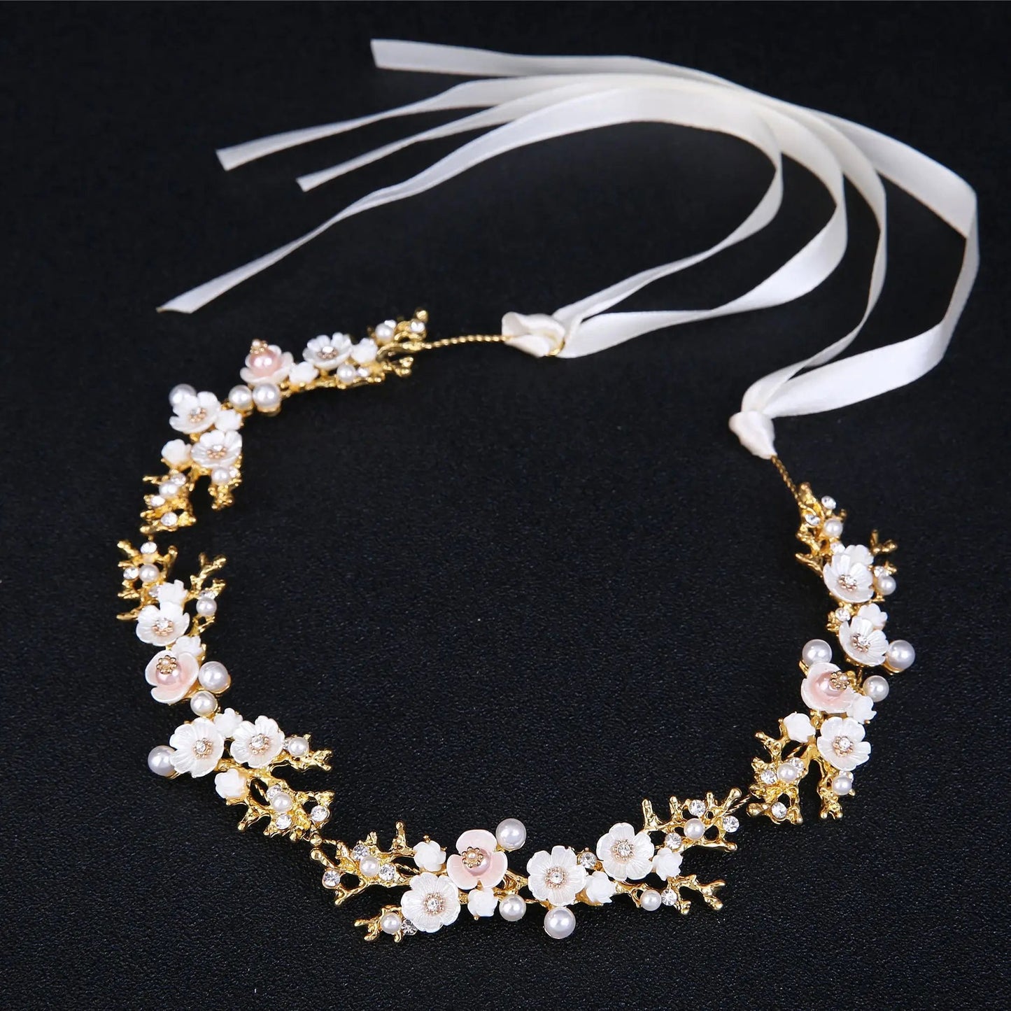 KMK - Elegant Flower Pearl Headband