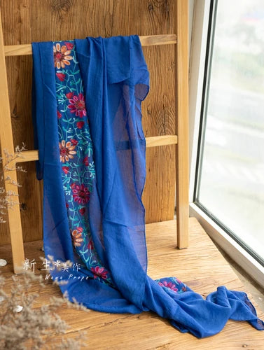 KMK -Embroidered Flower Cotton Blankets