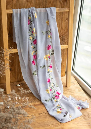 KMK -Embroidered Flower Cotton Blankets