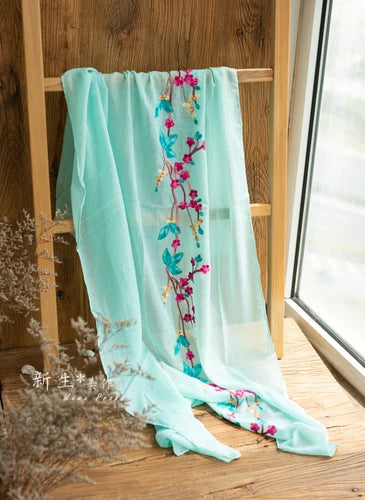 KMK -Embroidered Flower Cotton Blankets