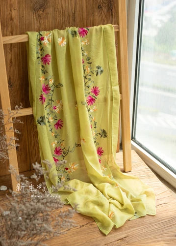 KMK -Embroidered Flower Cotton Blankets