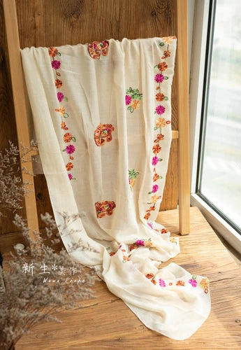 KMK -Embroidered Flower Cotton Blankets