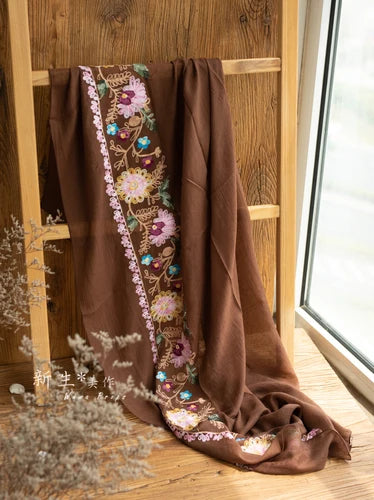 KMK -Embroidered Flower Cotton Blankets