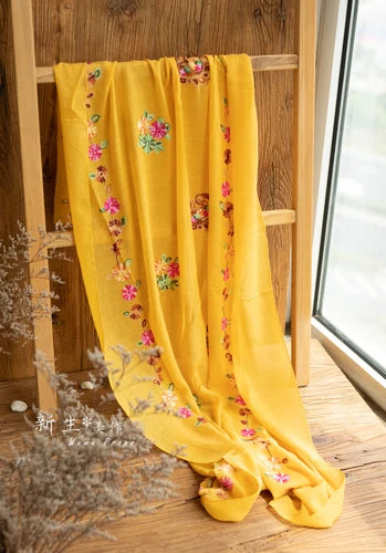 KMK -Embroidered Flower Cotton Blankets