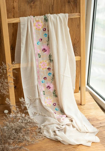 KMK -Embroidered Flower Cotton Blankets