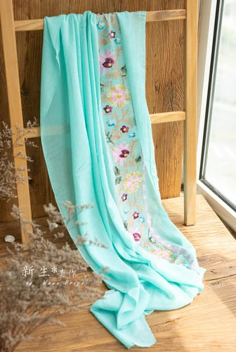 KMK -Embroidered Flower Cotton Blankets