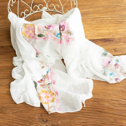 KMK -Embroidered Flower Cotton Blankets