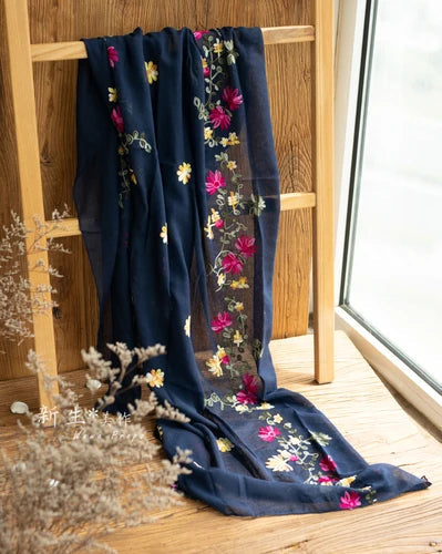 KMK -Embroidered Flower Cotton Blankets