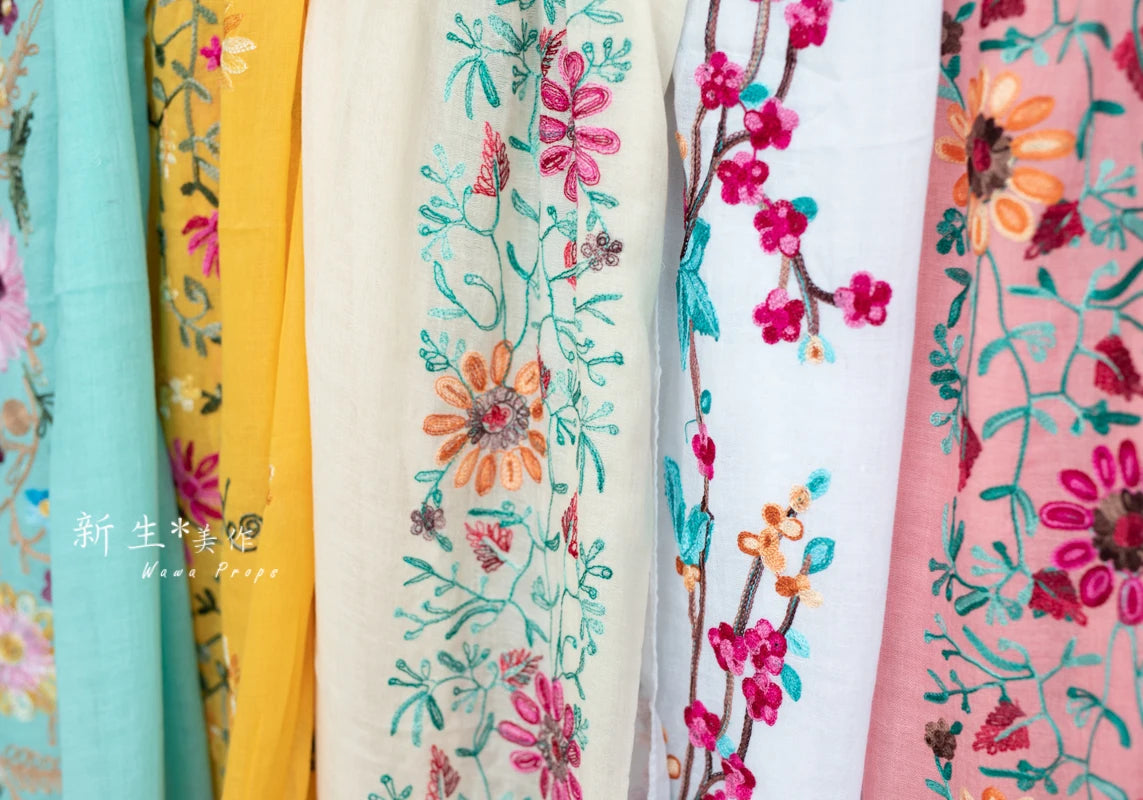 KMK -Embroidered Flower Cotton Blankets