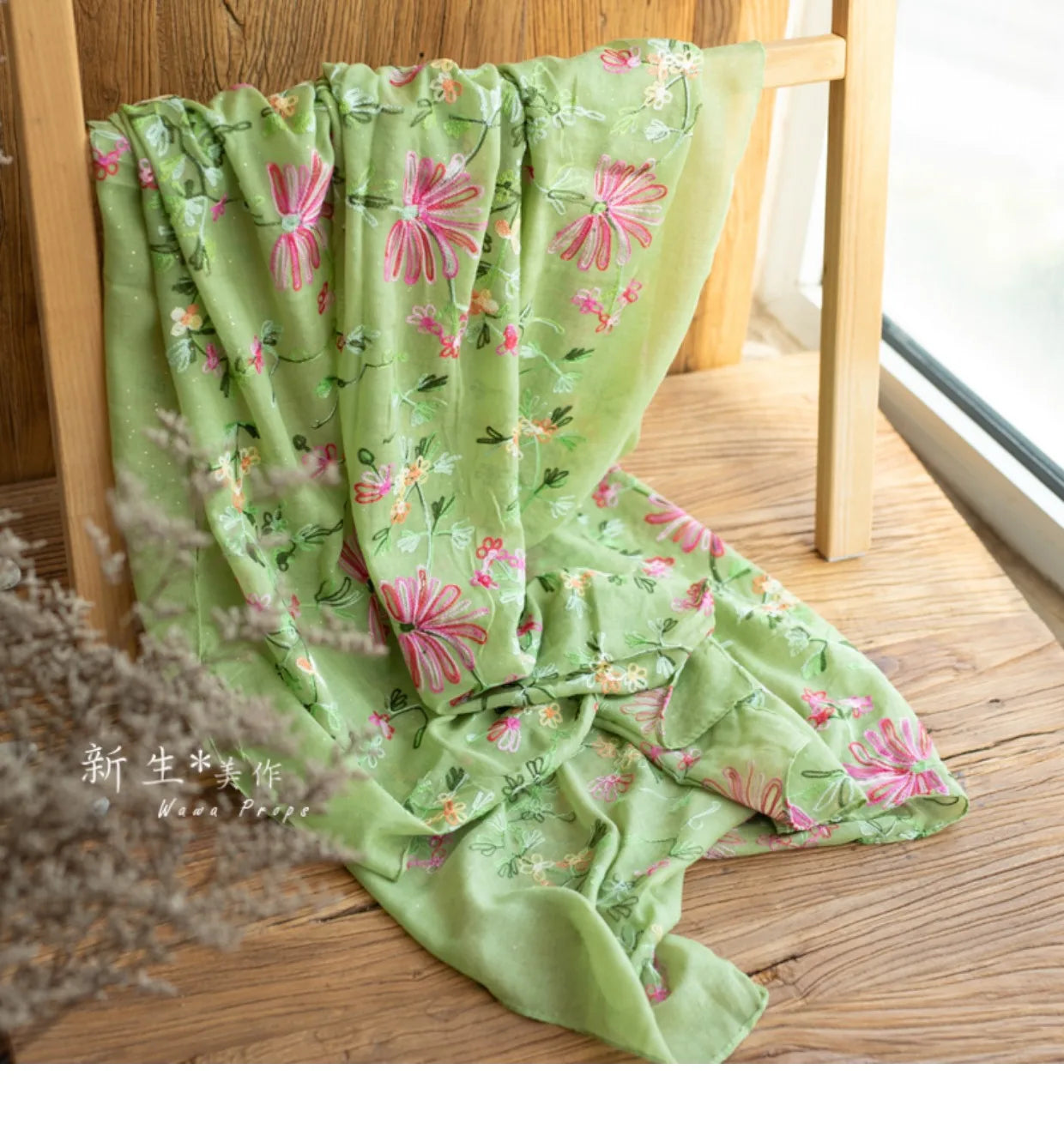 KMK -Embroidered Flower Cotton Blankets