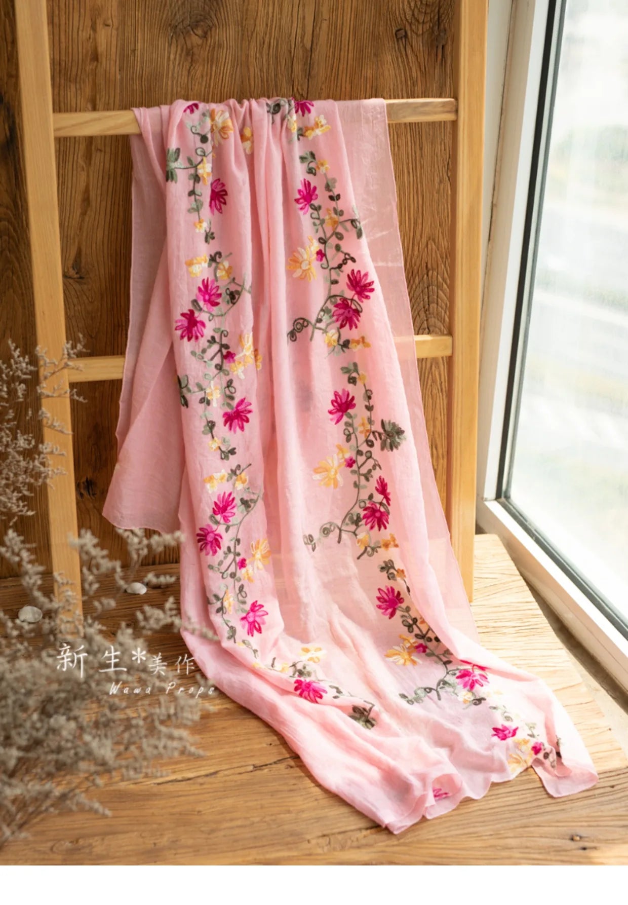 KMK -Embroidered Flower Cotton Blankets