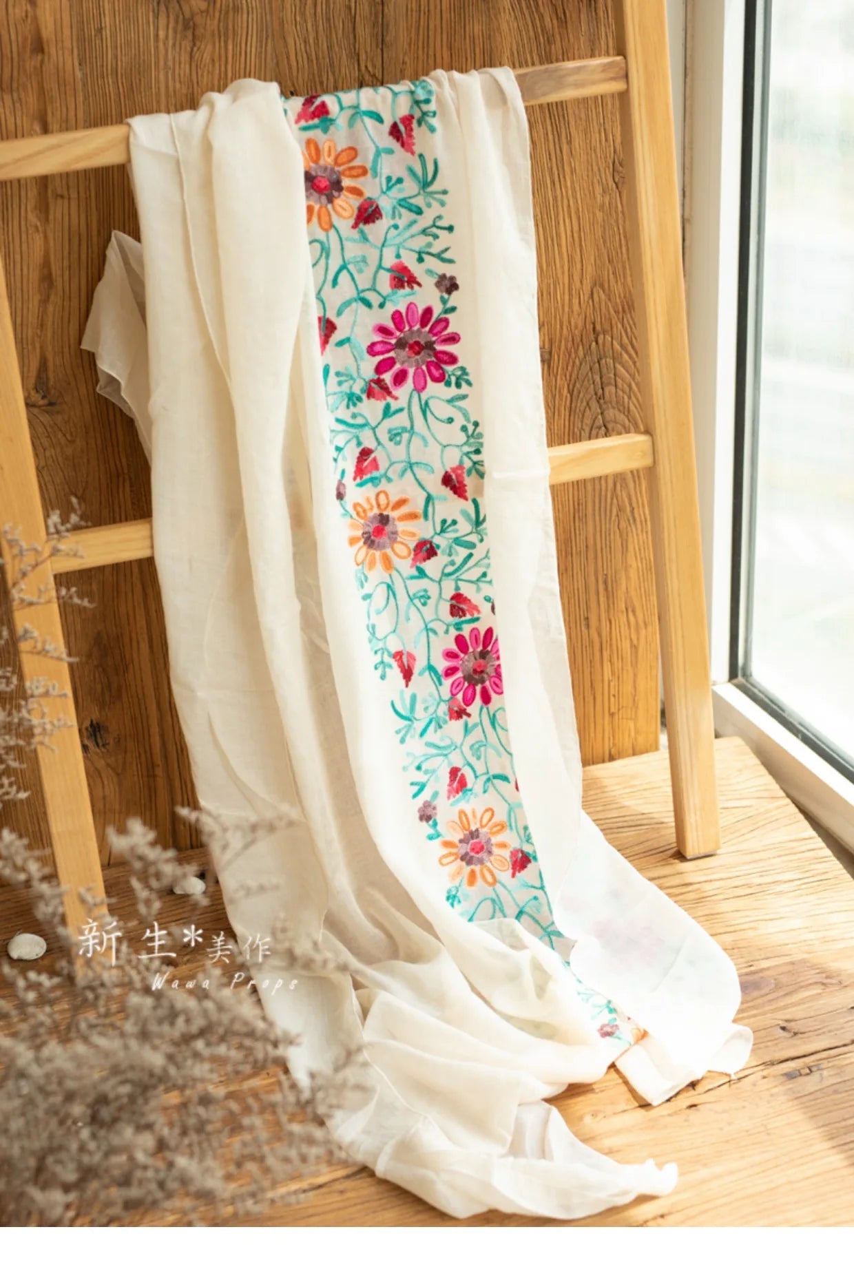 KMK -Embroidered Flower Cotton Blankets