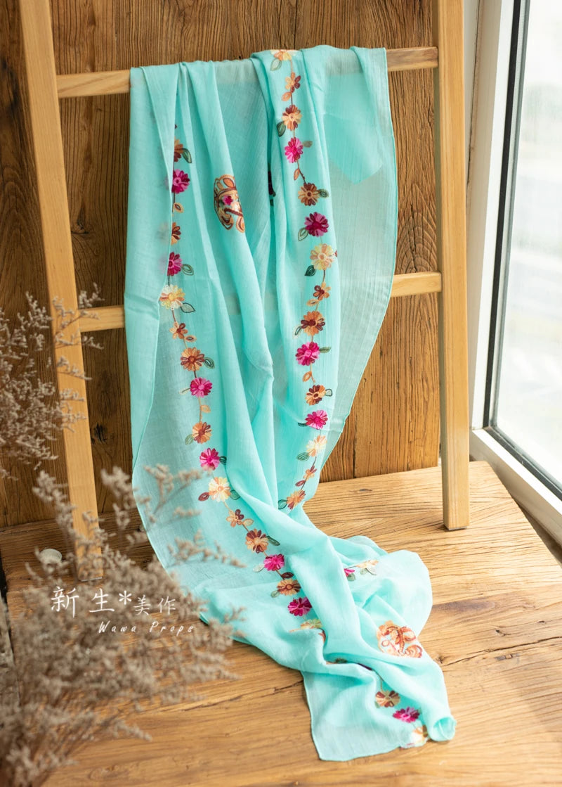 KMK -Embroidered Flower Cotton Blankets