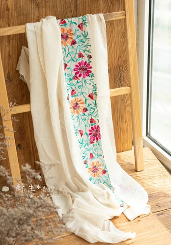 KMK -Embroidered Flower Cotton Blankets