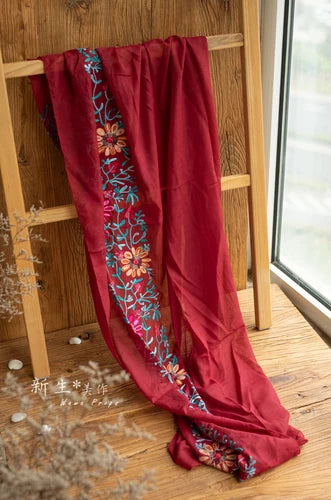 KMK -Embroidered Flower Cotton Blankets