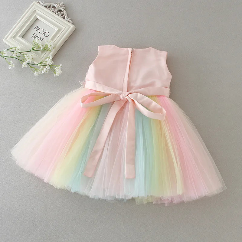 KMK - Embroidered Rainbow Tulle Dress