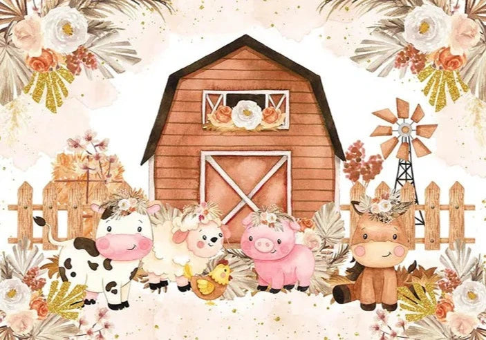 KMK - Fall Famryard Barn Backdrop