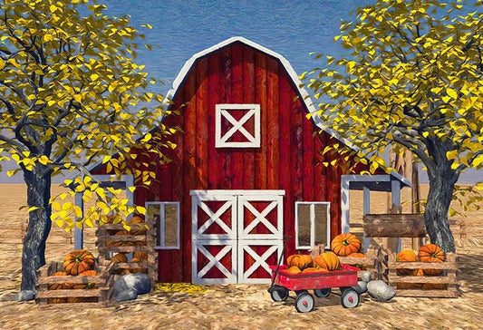 KMK - Fall Farm Pumpkin Backdrop