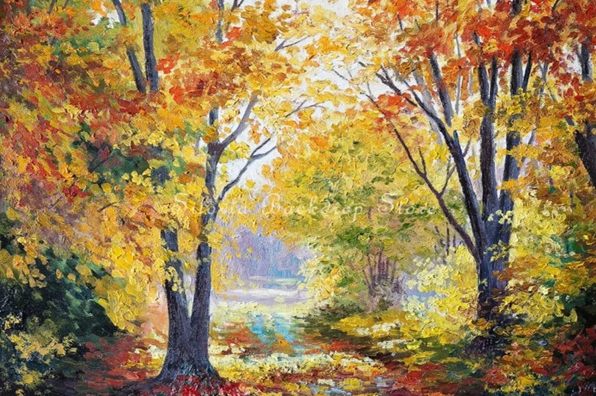 KMK - Fall Golden Maple Forest Backdrop