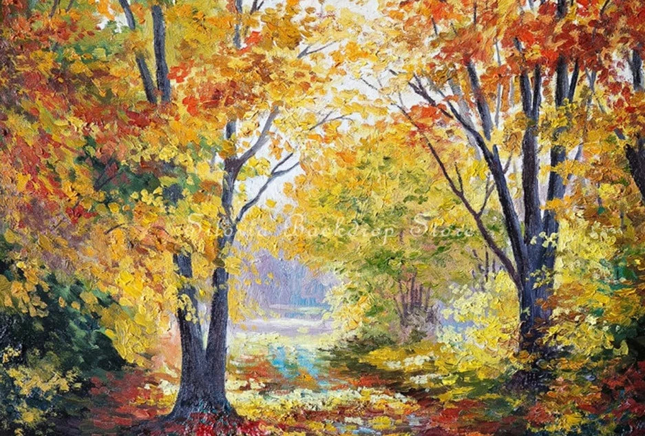 KMK - Fall Golden Maple Forest Backdrop