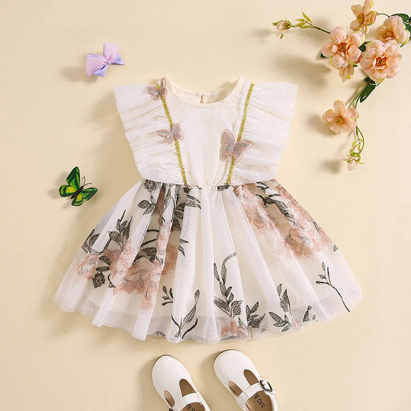 KMK - Floral Embroidery Tutu Dress