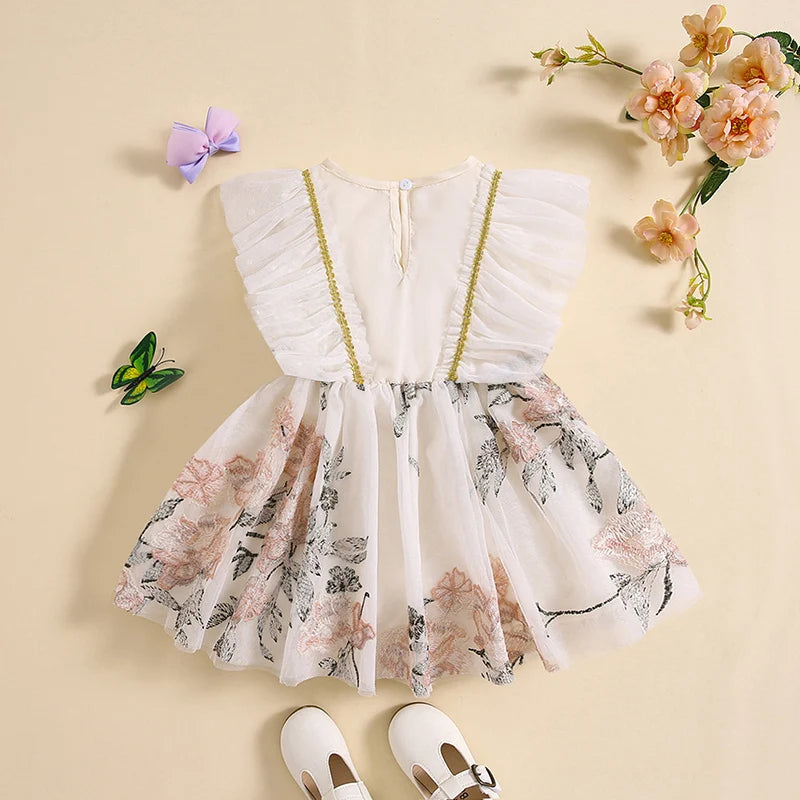 KMK - Floral Embroidery Tutu Dress