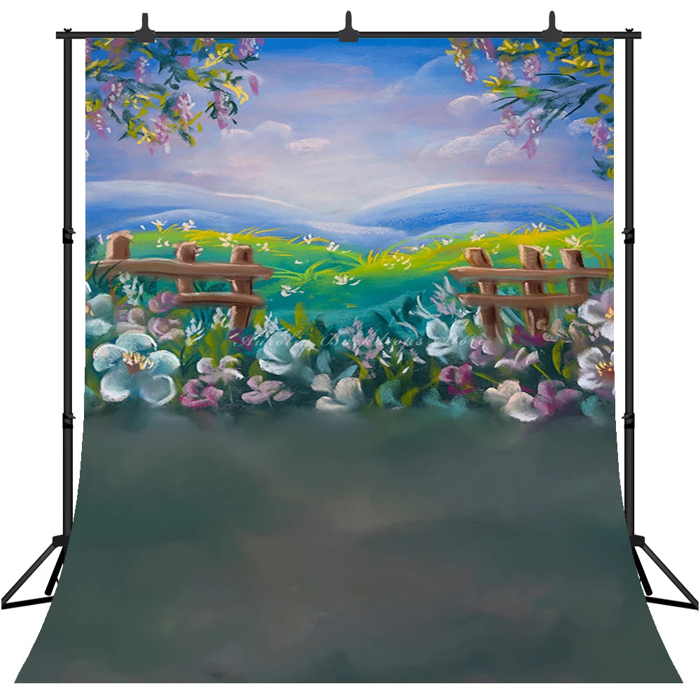 KMK - Floral Fenced Field Backdrop