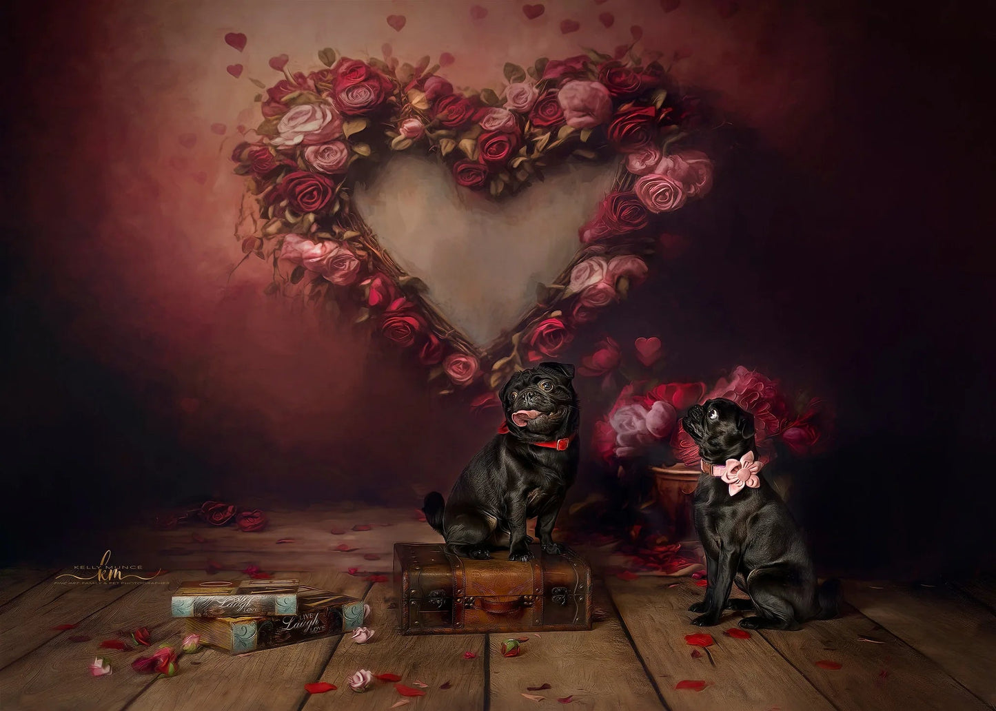 KMK - Floral Heart Valentines Backdrop