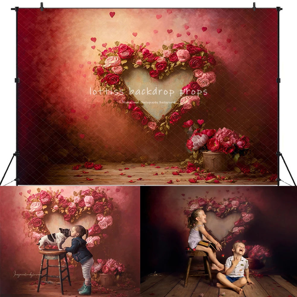 KMK - Floral Heart Valentines Backdrop