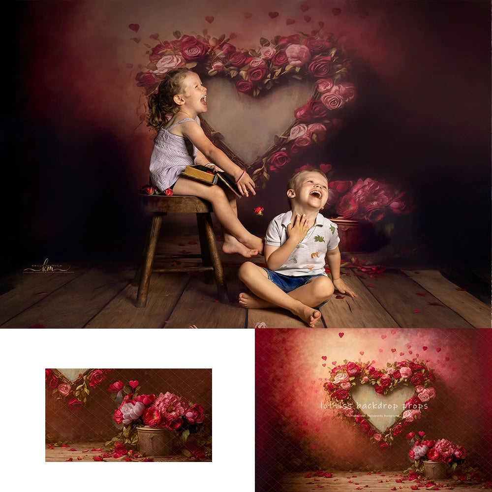 KMK - Floral Heart Valentines Backdrop