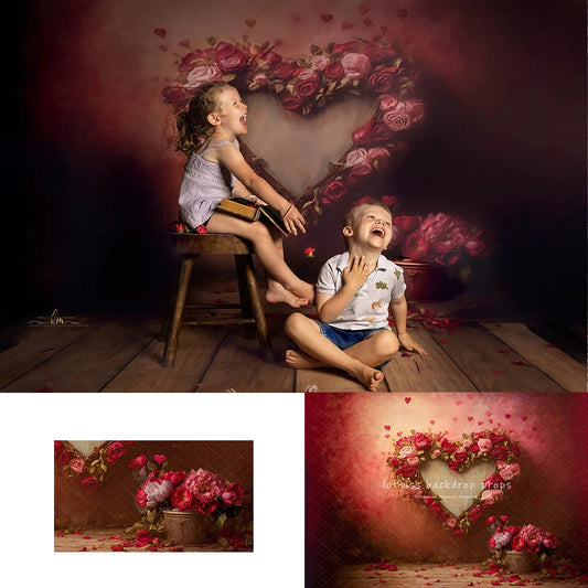 KMK - Floral Heart Valentines Backdrop